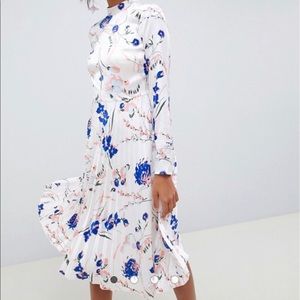 ASOS DESIGN pleated midi dress long sleeve